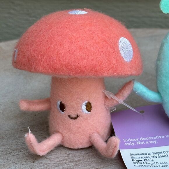 2024 Spritz Easter Figure Decor Mushroom & Snail Pairs Fabric Duo Tabletop New - Picture 2 of 8